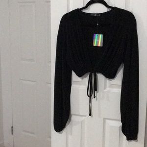 Black Long Sleeve Crop Top - MissGuided